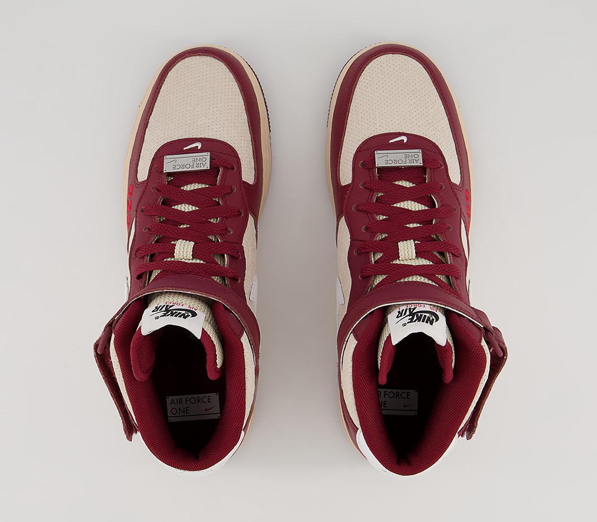 Nike Nike Air Force 1 Mid Trainers Nike Nike Air Force 1 Mid Trainers Team Red White Pearl White Black