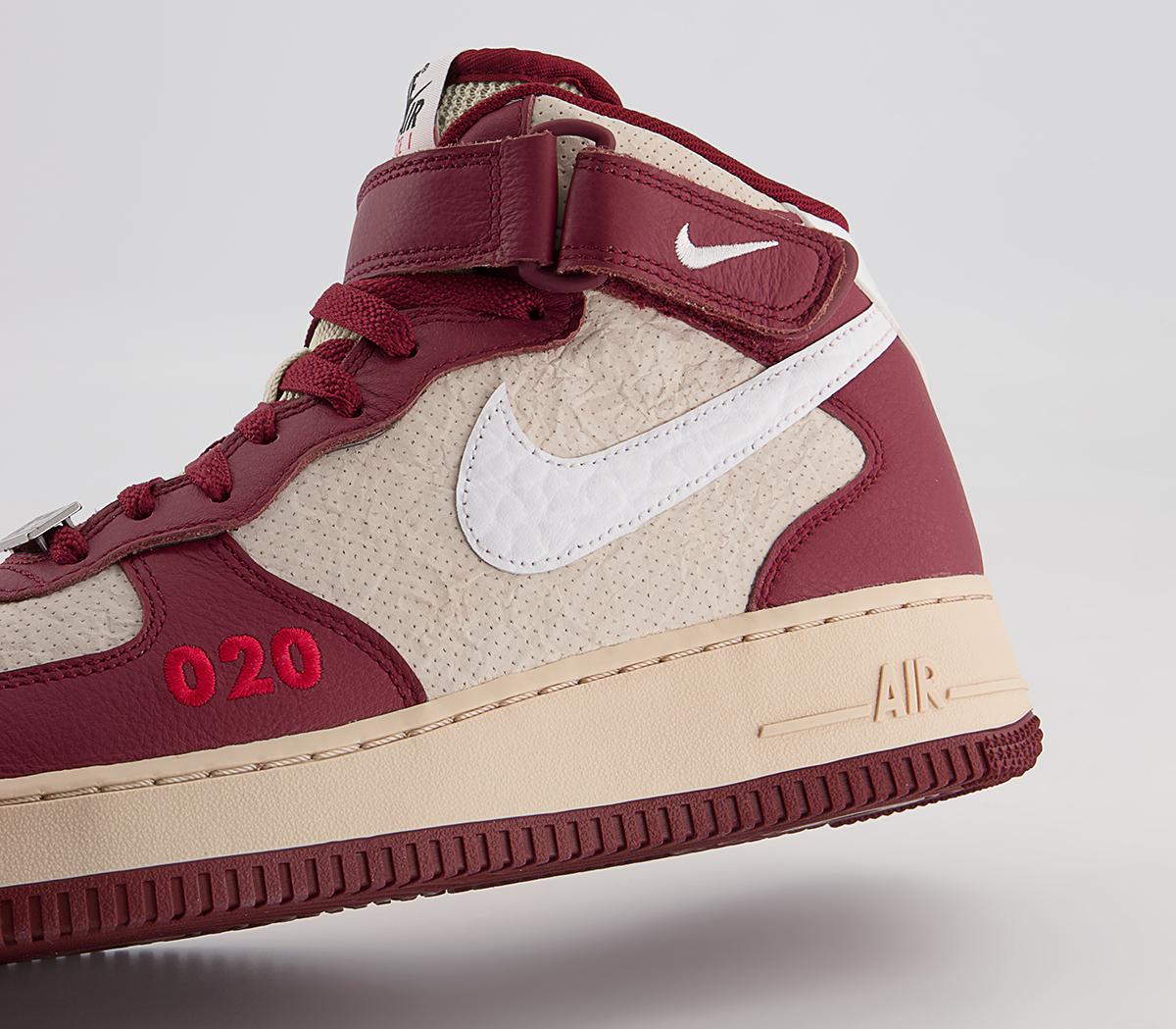 Nike Nike Air Force 1 Mid Trainers Nike Nike Air Force 1 Mid Trainers Team Red White Pearl White Black