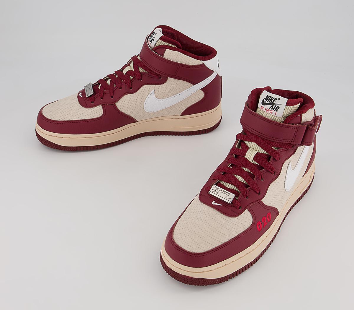 Nike Nike Air Force 1 Mid Trainers Nike Nike Air Force 1 Mid Trainers Team Red White Pearl White Black