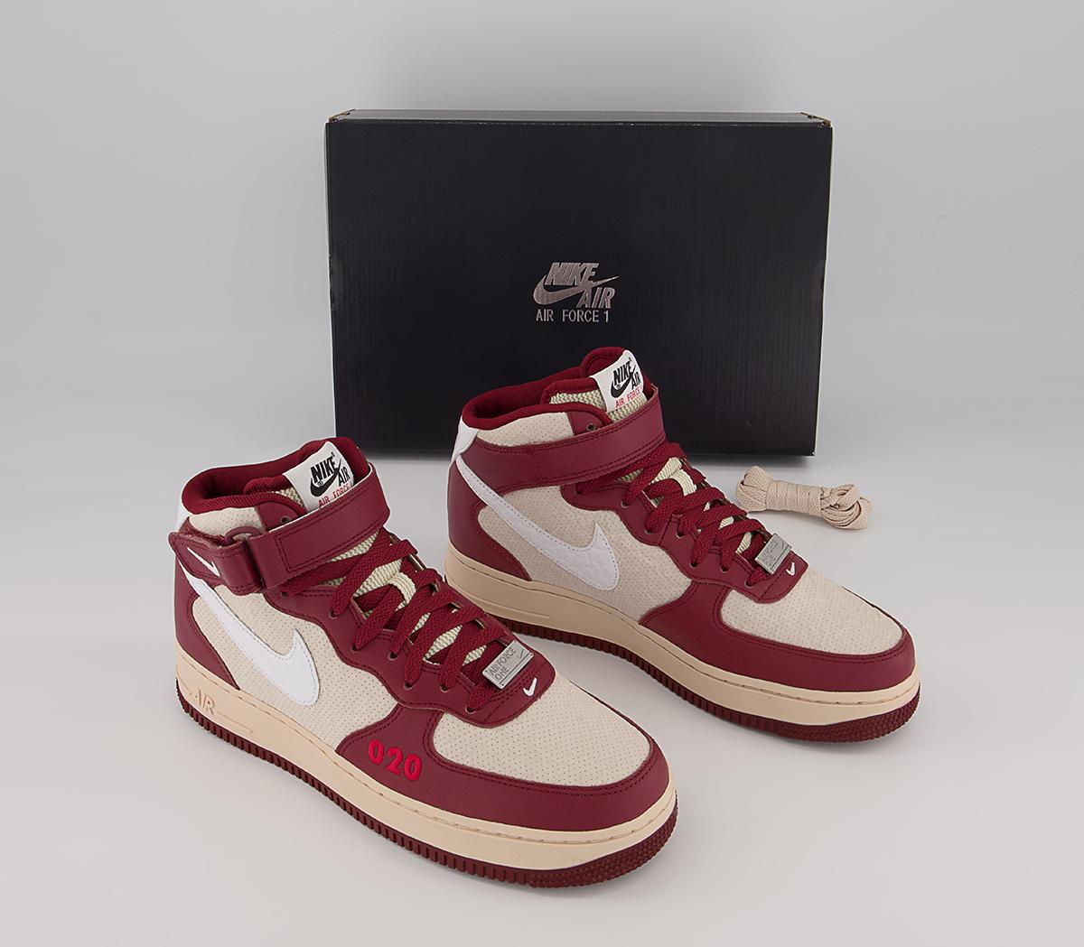 Nike Nike Air Force 1 Mid Trainers Nike Nike Air Force 1 Mid Trainers Team Red White Pearl White Black