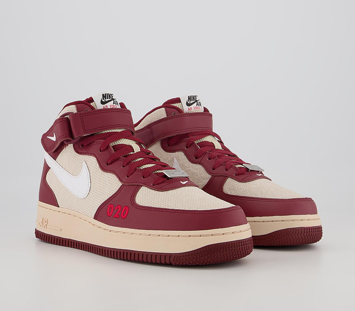 Nike Nike Air Force 1 Mid Trainers Nike Nike Air Force 1 Mid Trainers Team Red White Pearl White Black