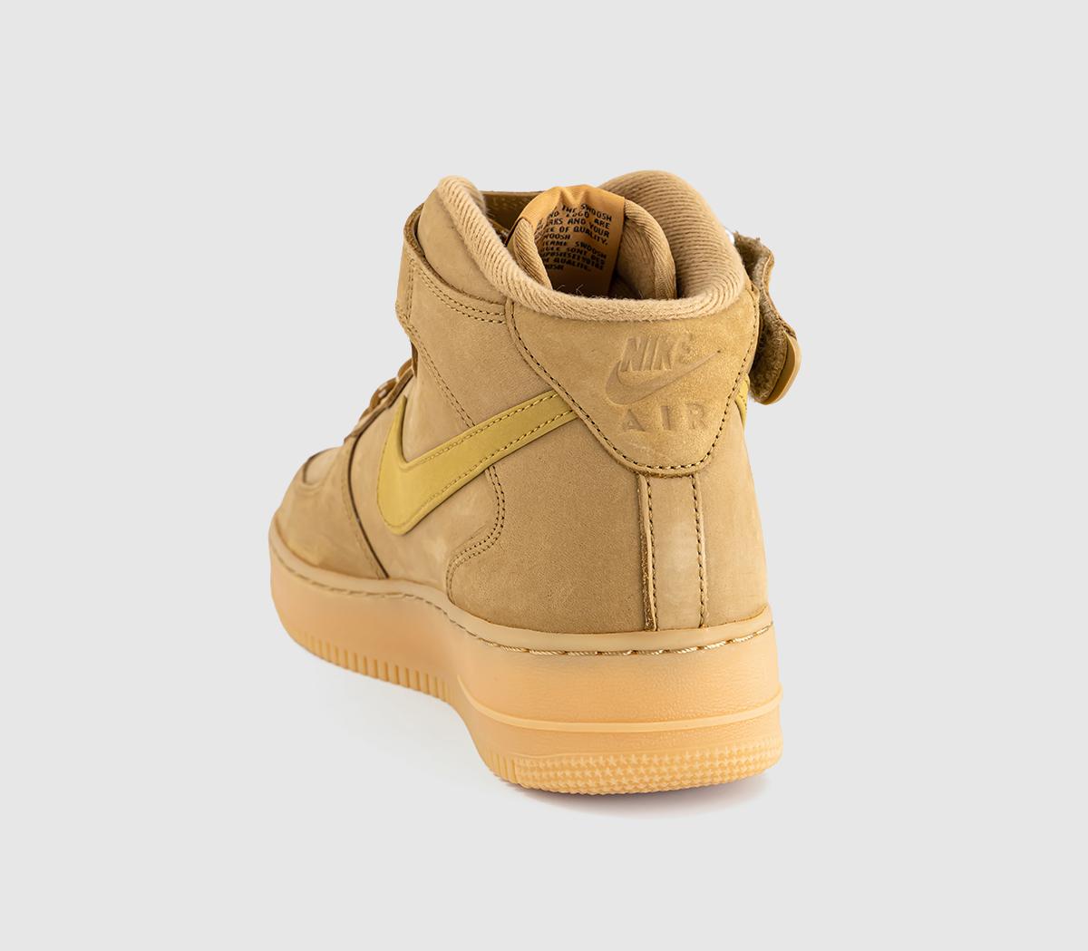 NikeAir Force 1 MidFlax Wheat Gum Light Brown Black