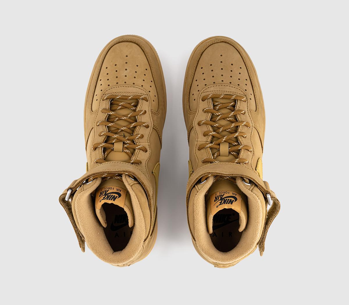 NikeAir Force 1 MidFlax Wheat Gum Light Brown Black