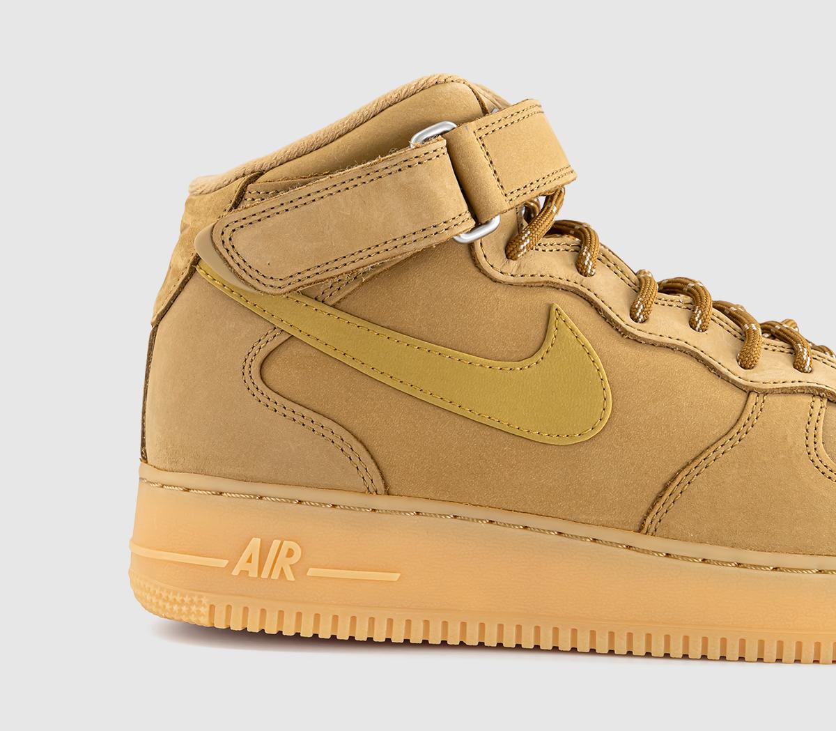 NikeAir Force 1 MidFlax Wheat Gum Light Brown Black