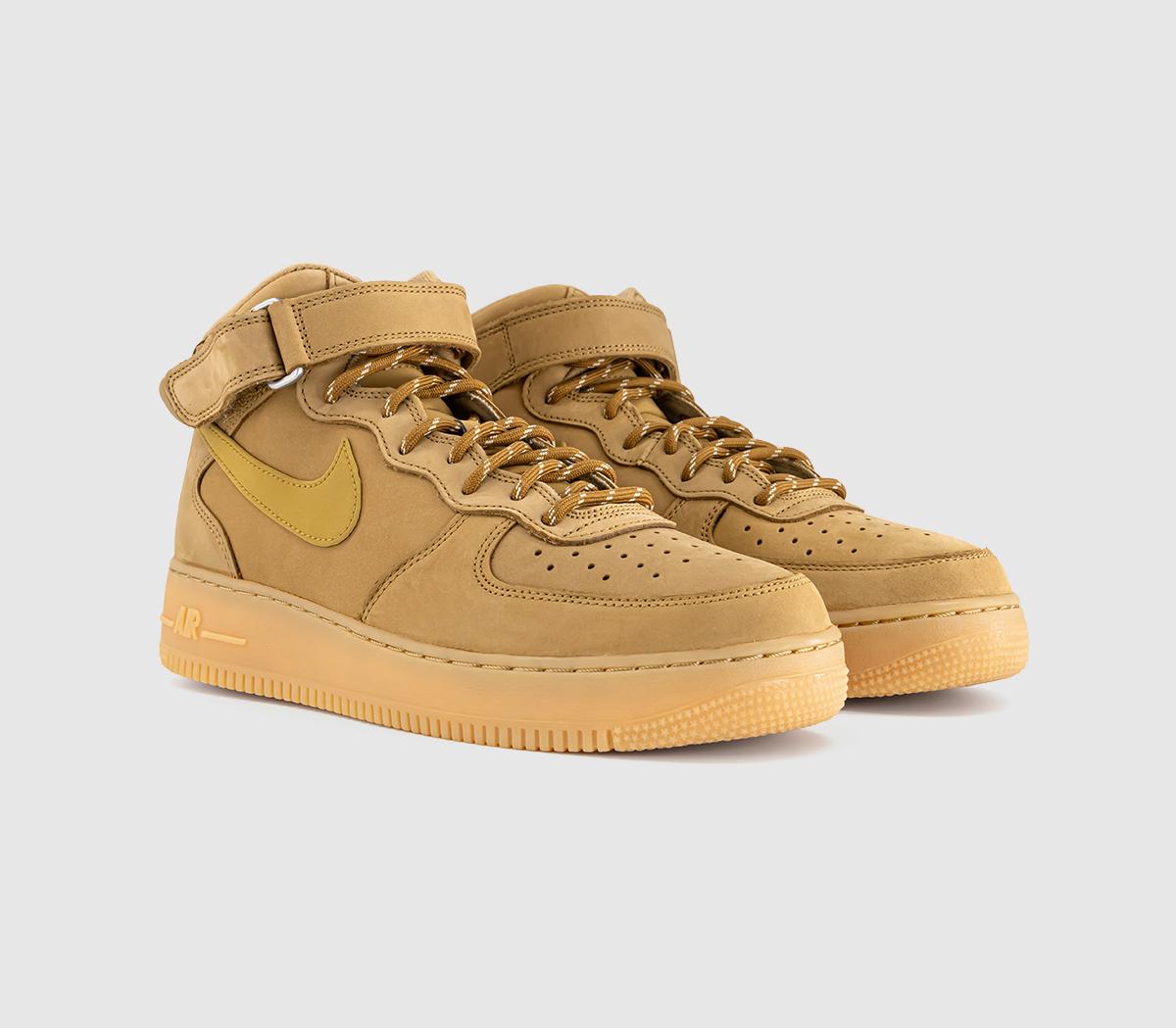 NikeAir Force 1 MidFlax Wheat Gum Light Brown Black