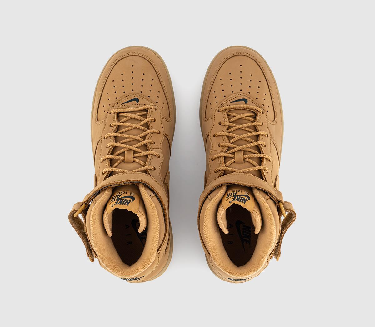 Nike Air Force 1 Mid Trainers Flax Flax Outdoor Green Qs - Men's