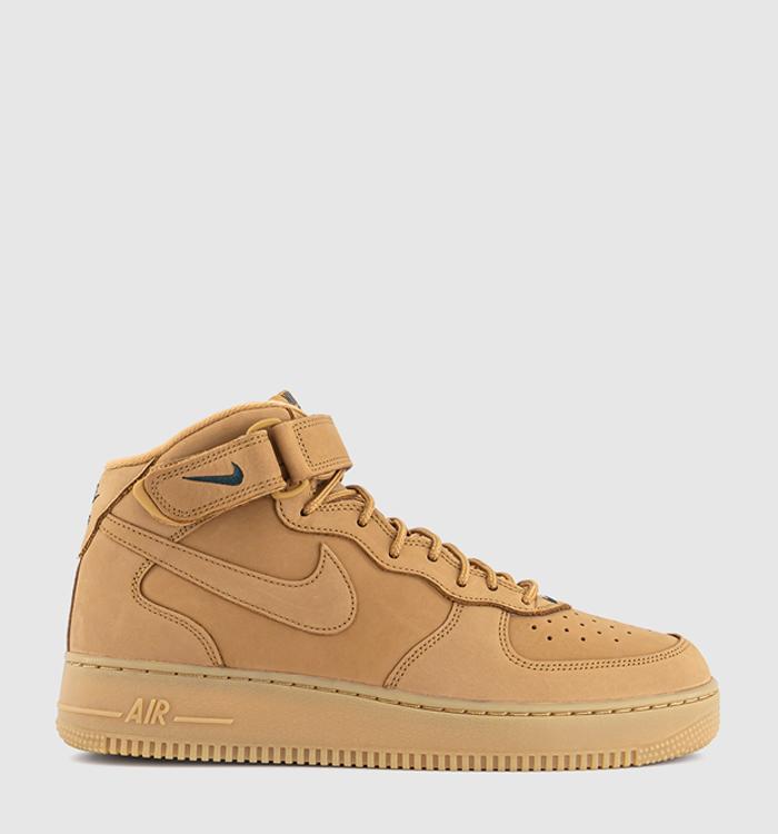 Nike Air Force 1 Mid Trainers Flax Flax Outdoor Green Qs