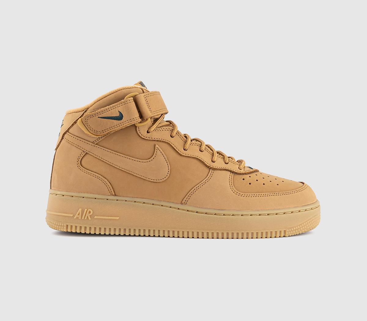 NikeAir Force 1 Mid TrainersFlax Flax Outdoor Green Qs