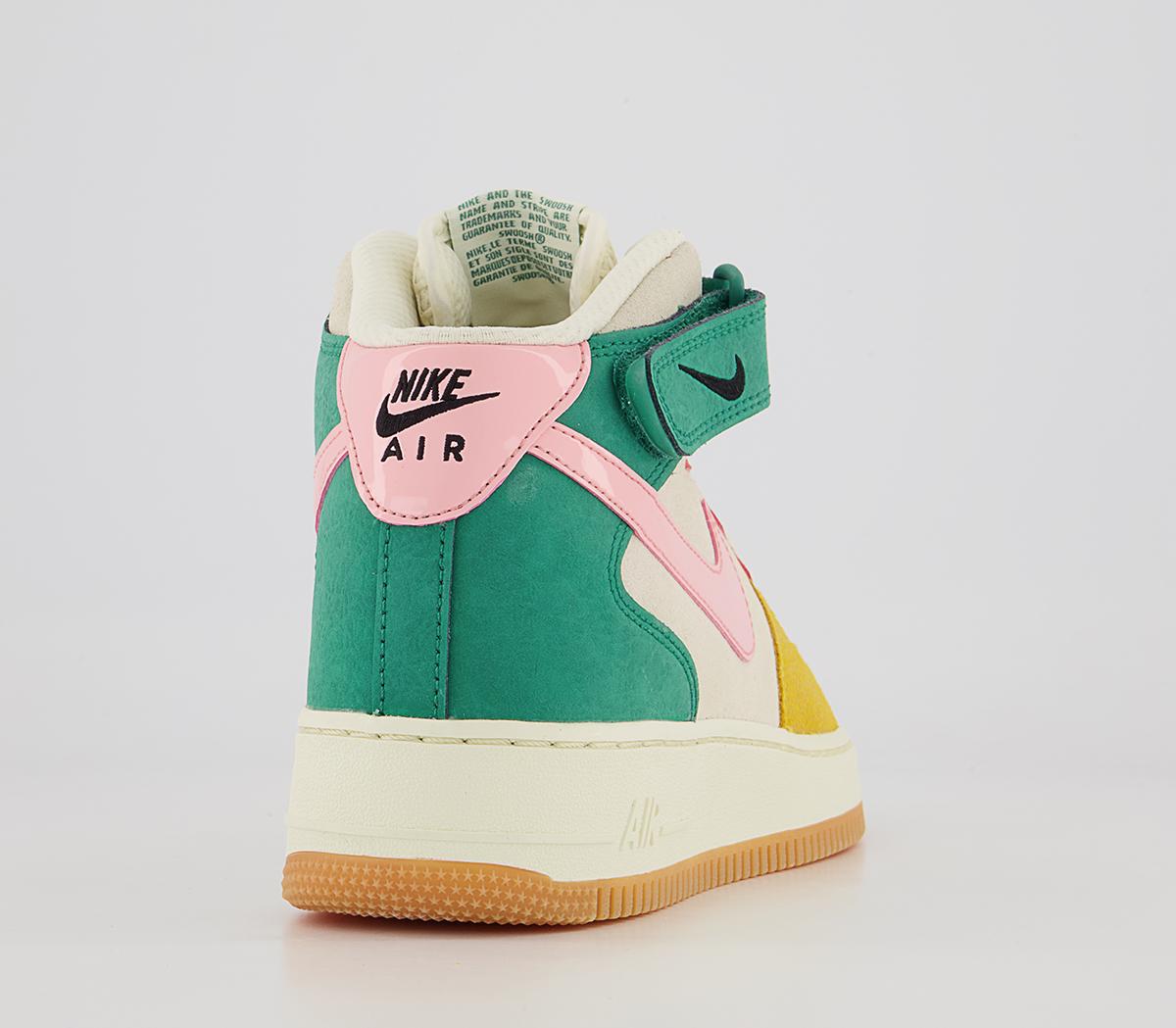 Nike Nike Air Force 1 Mid Trainers Nike Nike Air Force 1 Mid Trainers Coconut Milk Bleached Coral Vivid Sulfur Rush Oran