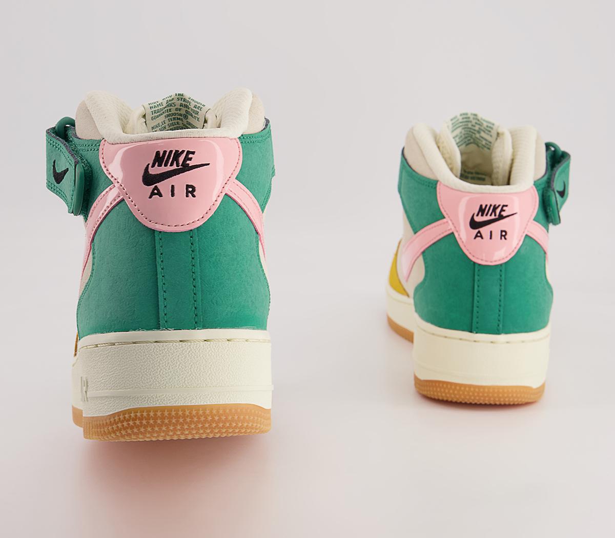 Nike Nike Air Force 1 Mid Trainers Nike Nike Air Force 1 Mid Trainers Coconut Milk Bleached Coral Vivid Sulfur Rush Oran