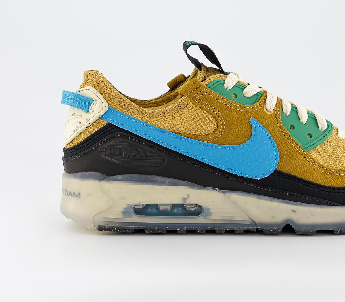 NikeAir Max Terrascape 90 Trainers Wheat Gold Blue Lightning Stadium Green