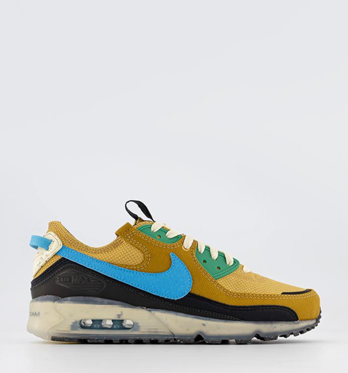 Nike Air Max Terrascape 90 Trainers Wheat Gold Blue Lightning Stadium Green