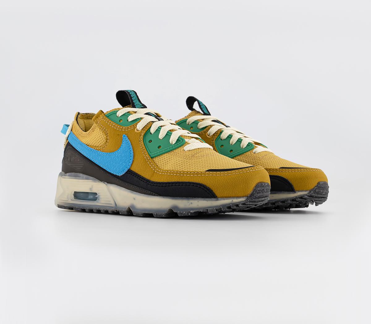 NikeAir Max Terrascape 90 Trainers Wheat Gold Blue Lightning Stadium Green