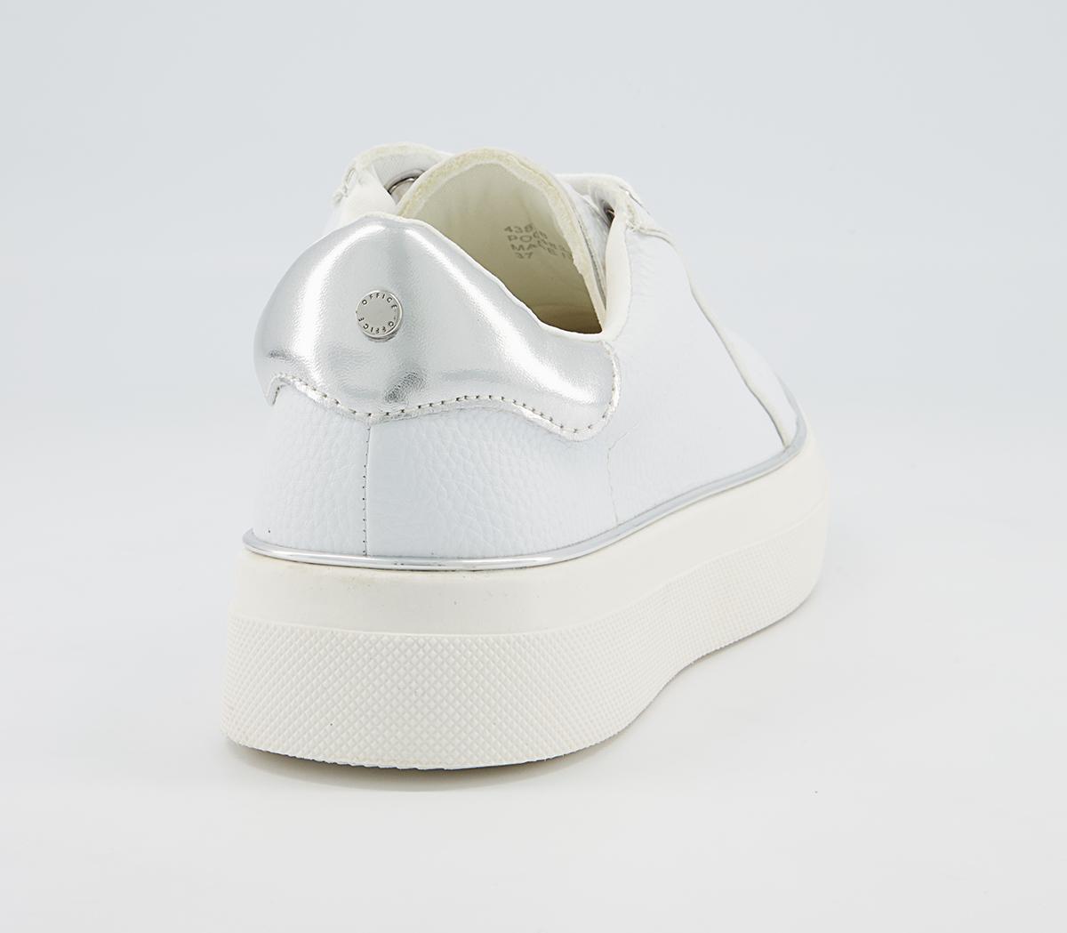 Office Faded Flatform Lace Up Trainers Office Faded Flatform Lace Up Trainers White With Metallic Rand