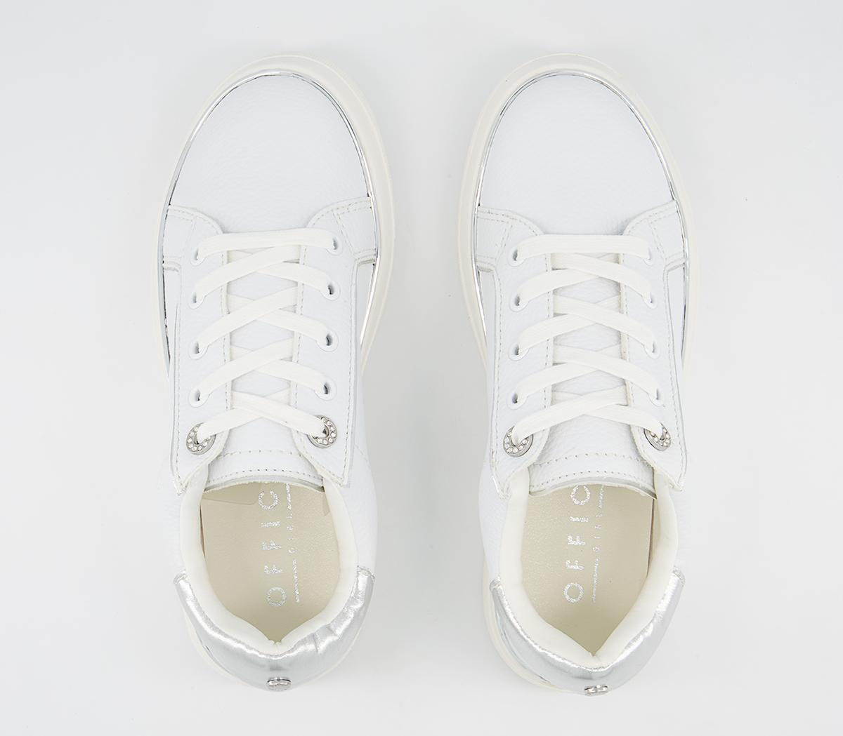 Office Faded Flatform Lace Up Trainers Office Faded Flatform Lace Up Trainers White With Metallic Rand