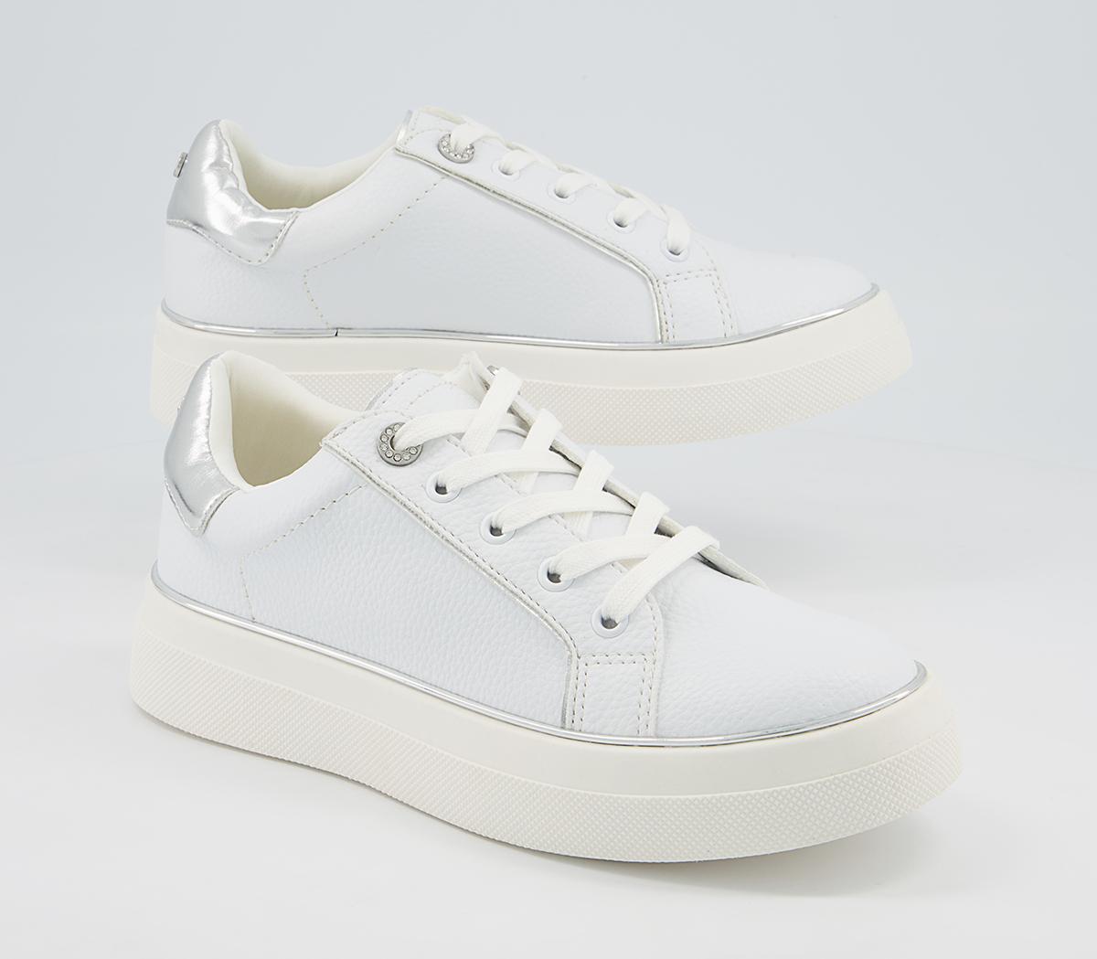 Office Faded Flatform Lace Up Trainers Office Faded Flatform Lace Up Trainers White With Metallic Rand