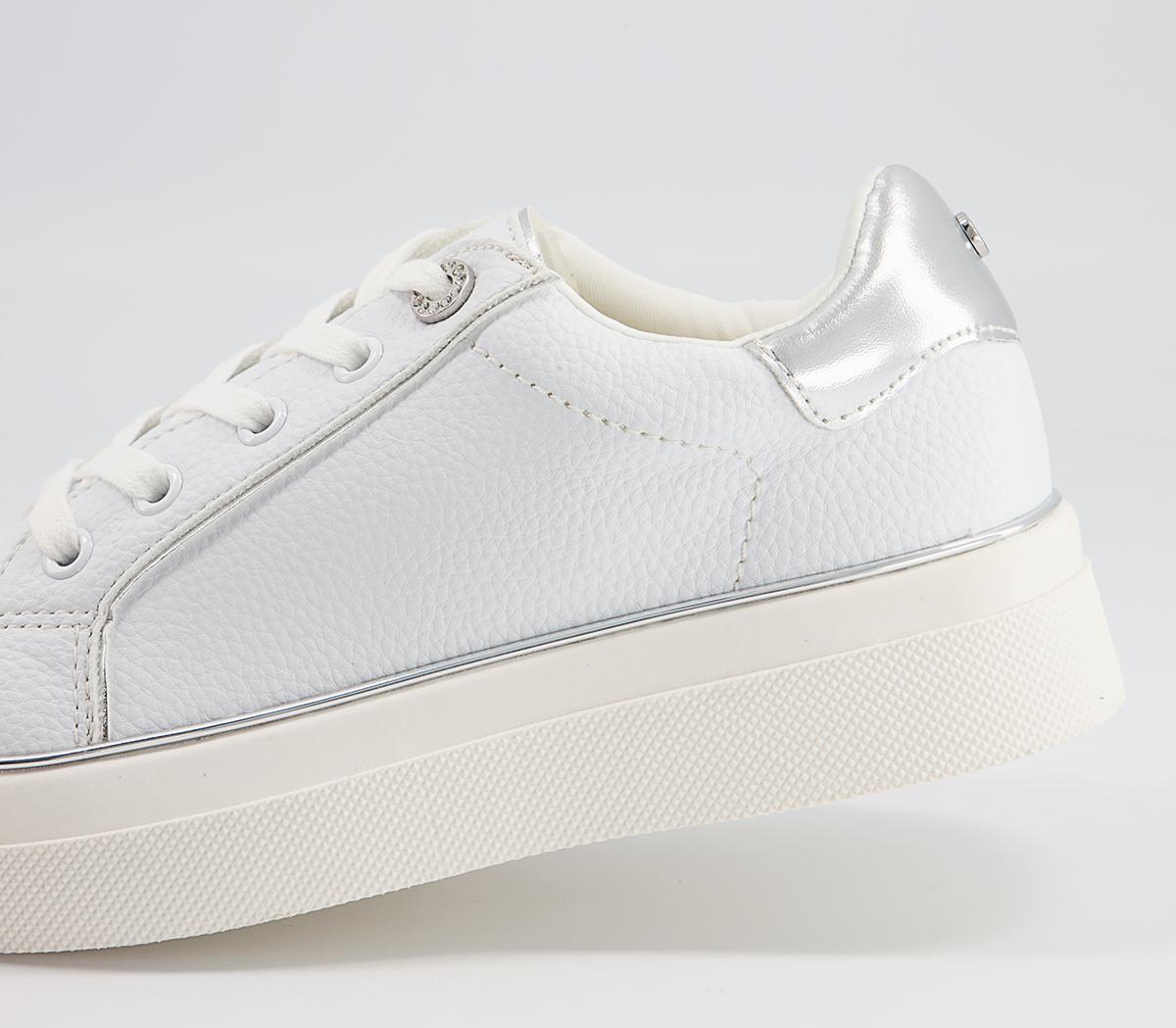 Office Faded Flatform Lace Up Trainers Office Faded Flatform Lace Up Trainers White With Metallic Rand