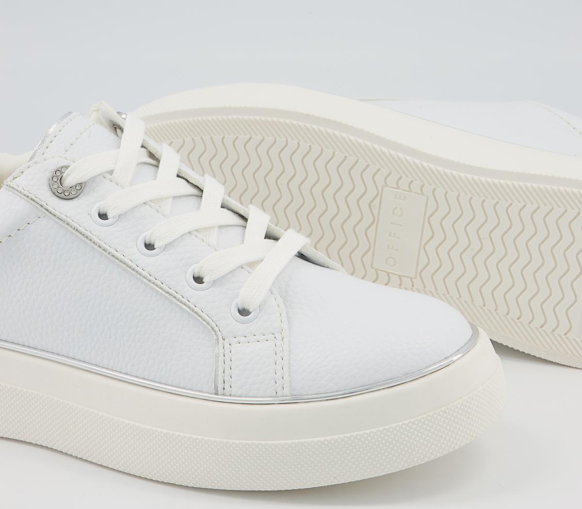 Office Faded Flatform Lace Up Trainers Office Faded Flatform Lace Up Trainers White With Metallic Rand