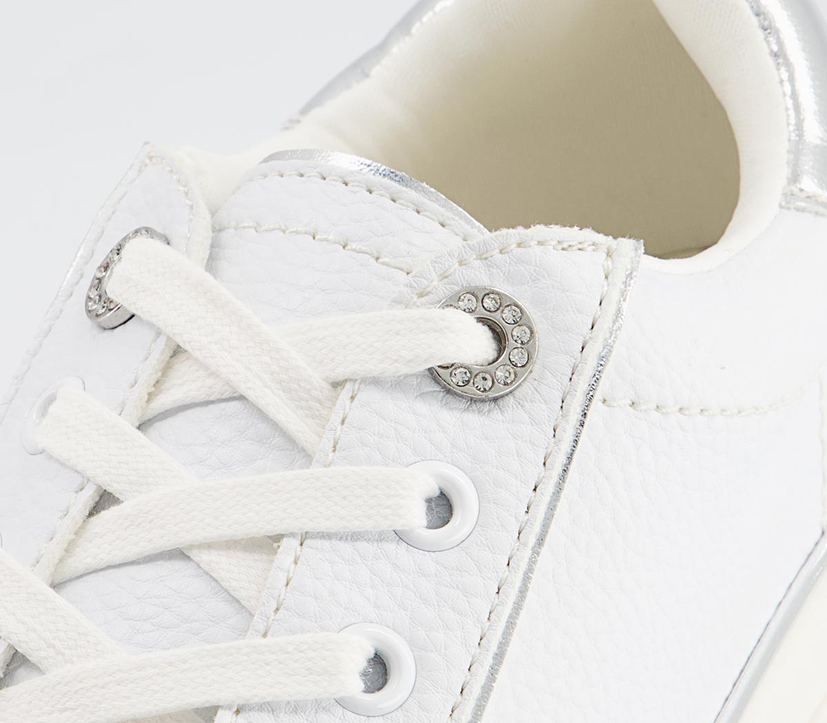 Office Faded Flatform Lace Up Trainers Office Faded Flatform Lace Up Trainers White With Metallic Rand