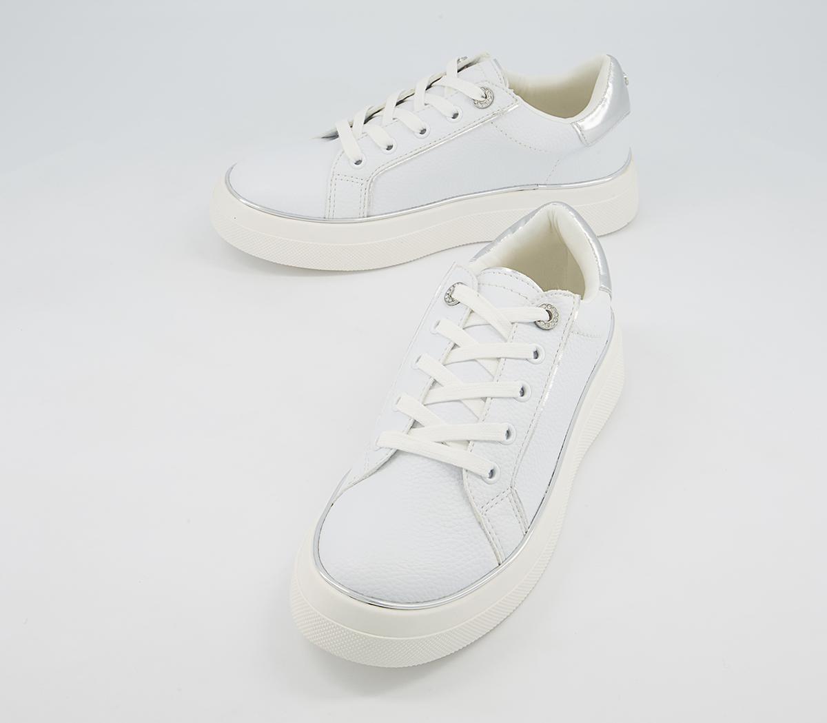 Office Faded Flatform Lace Up Trainers Office Faded Flatform Lace Up Trainers White With Metallic Rand