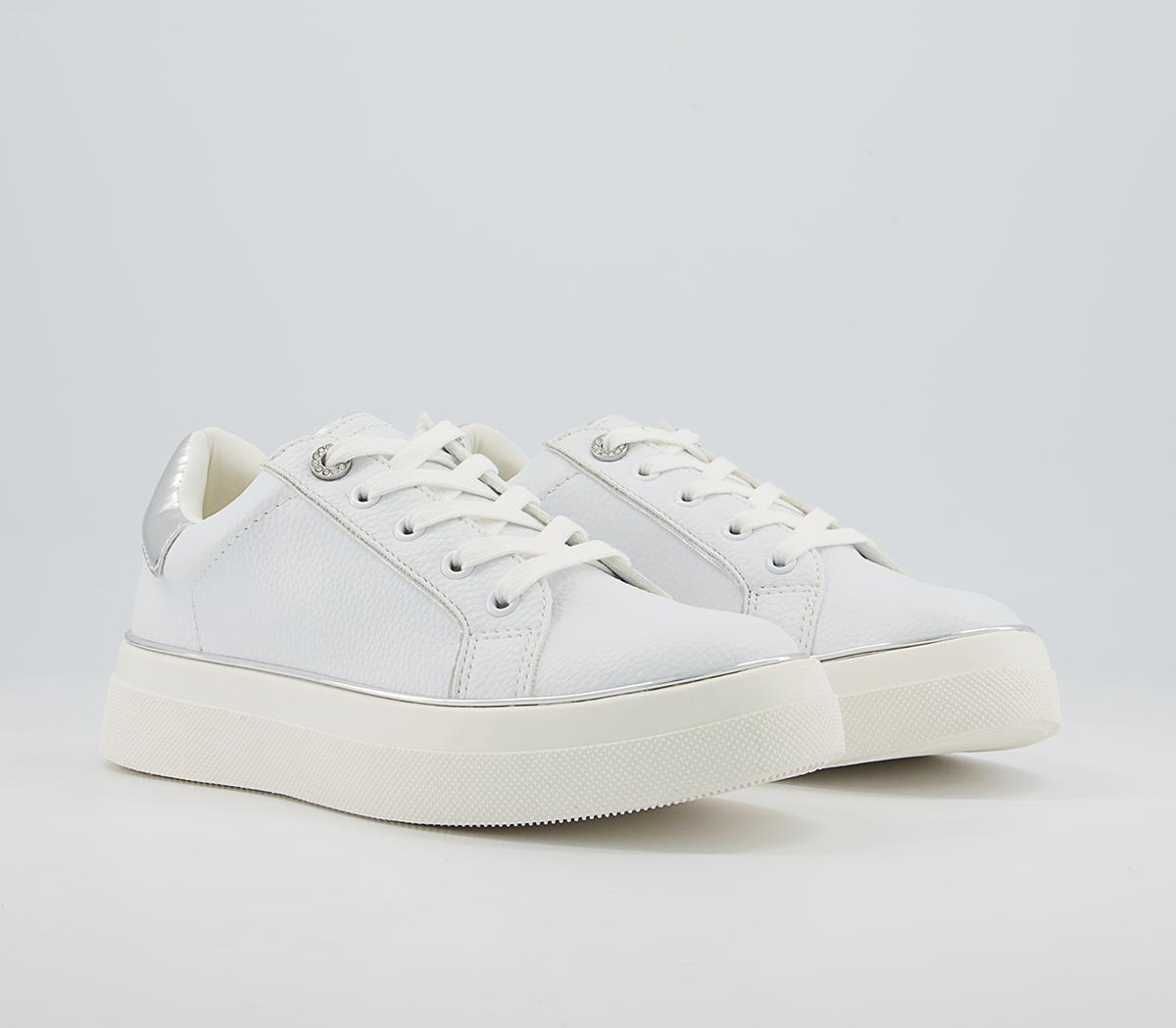 Office Faded Flatform Lace Up Trainers Office Faded Flatform Lace Up Trainers White With Metallic Rand