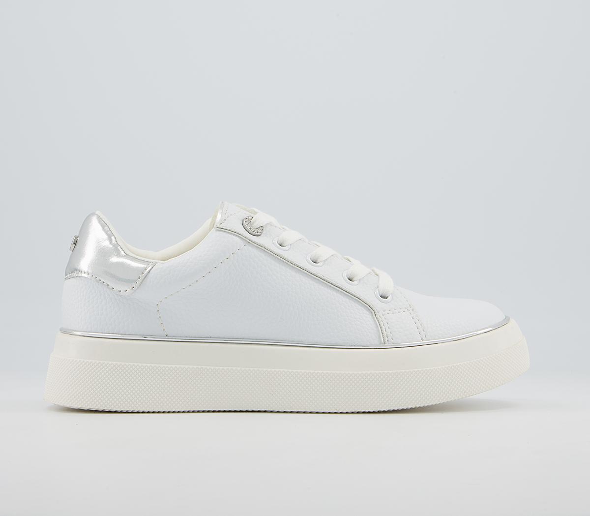 Office Faded Flatform Lace Up Trainers Office Faded Flatform Lace Up Trainers White With Metallic Rand