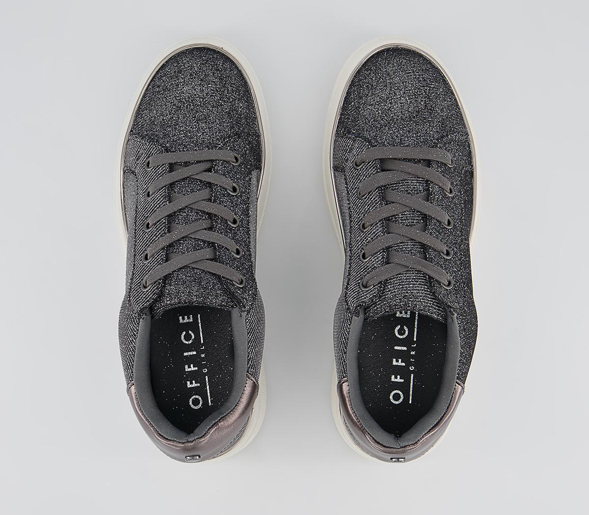 Office Faded Flatform Lace Up Trainers Office Faded Flatform Lace Up Trainers Pewter Glitter