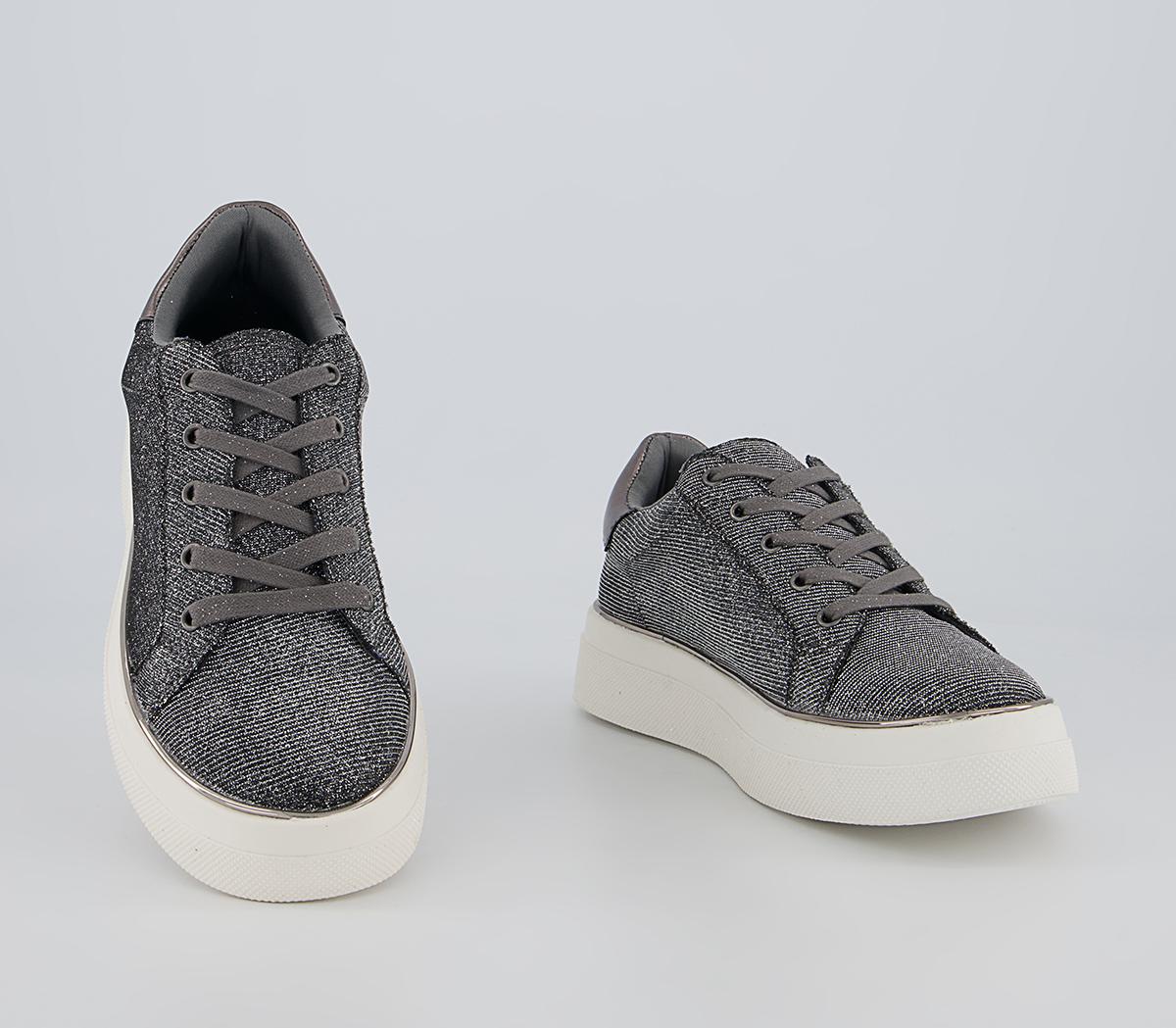 Office Faded Flatform Lace Up Trainers Office Faded Flatform Lace Up Trainers Pewter Glitter