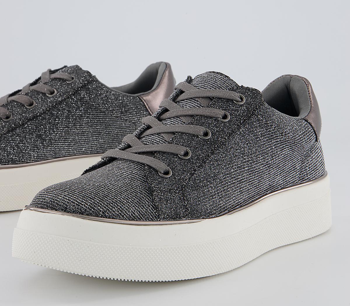 Office Faded Flatform Lace Up Trainers Office Faded Flatform Lace Up Trainers Pewter Glitter