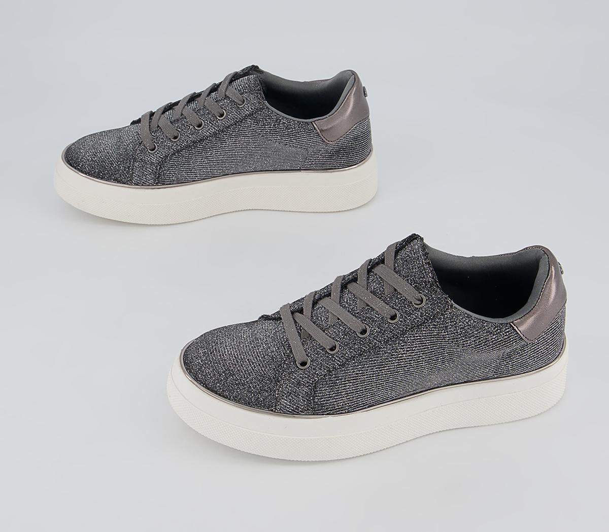 Office Faded Flatform Lace Up Trainers Office Faded Flatform Lace Up Trainers Pewter Glitter