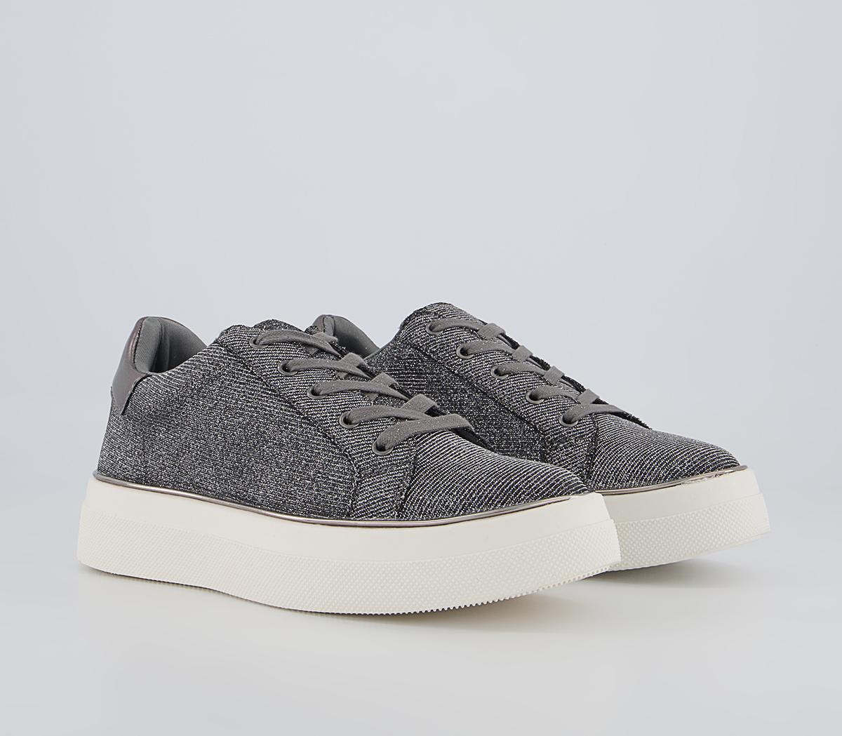 Office Faded Flatform Lace Up Trainers Office Faded Flatform Lace Up Trainers Pewter Glitter