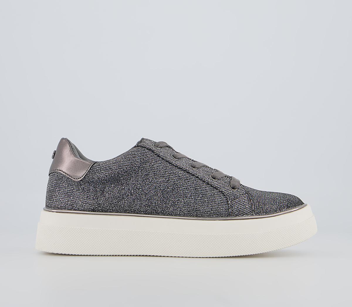 Office Faded Flatform Lace Up Trainers Office Faded Flatform Lace Up Trainers Pewter Glitter