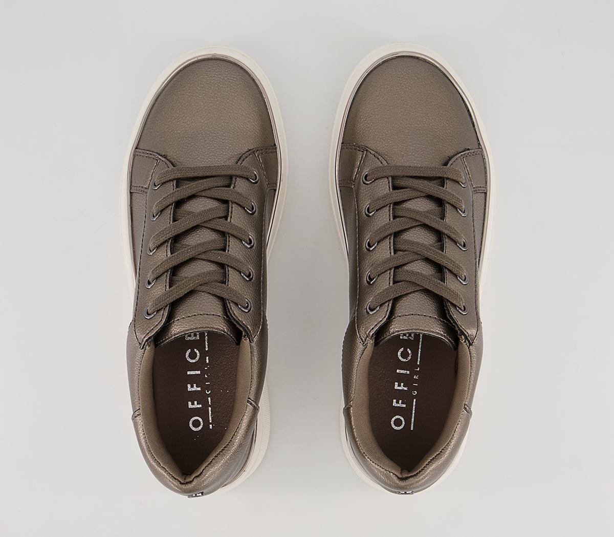 Office Faded Flatform Lace Up Trainers Office Faded Flatform Lace Up Trainers Pewter