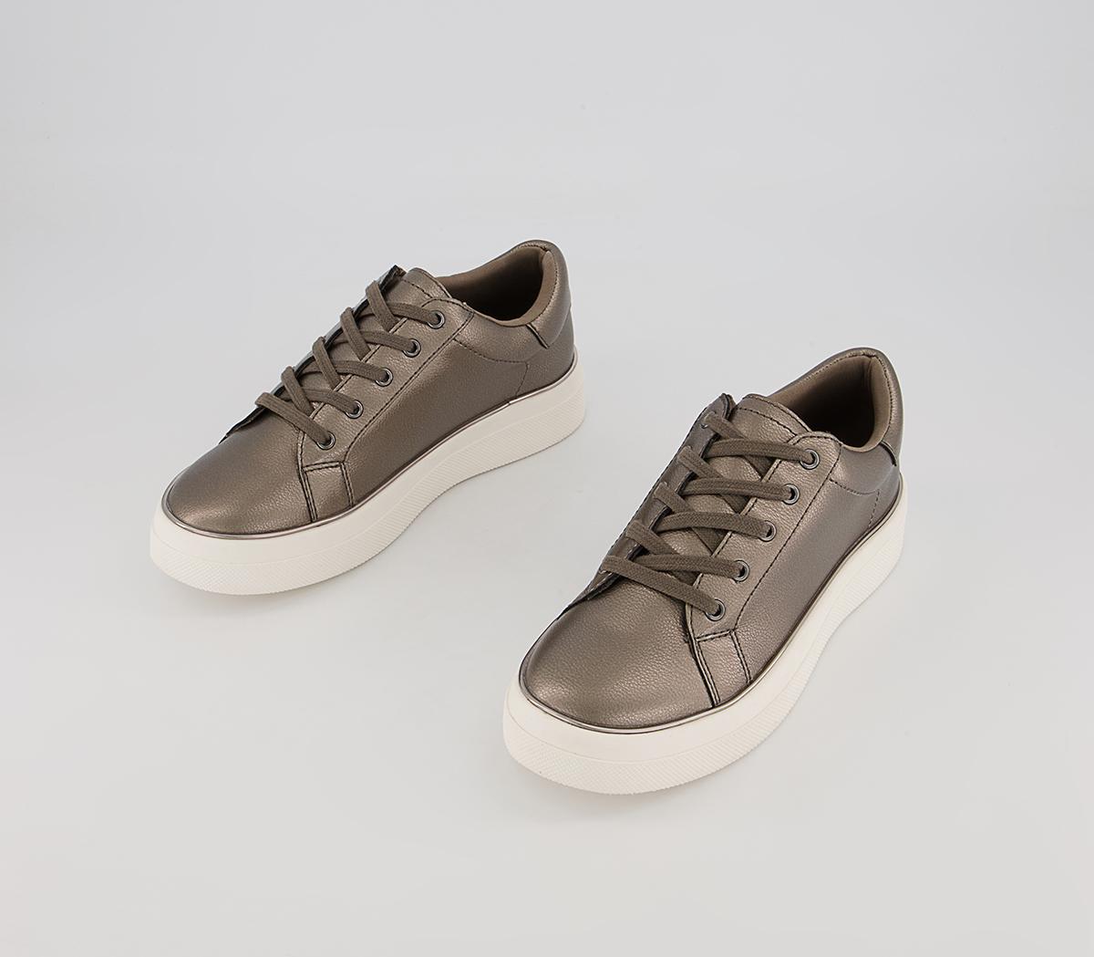 Office Faded Flatform Lace Up Trainers Office Faded Flatform Lace Up Trainers Pewter