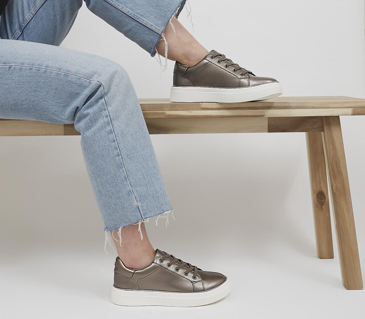 Faded Flatform Lace Up Trainers Pewter