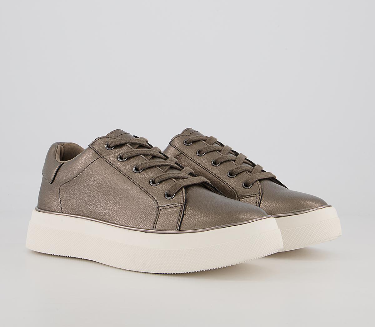 Office Faded Flatform Lace Up Trainers Office Faded Flatform Lace Up Trainers Pewter