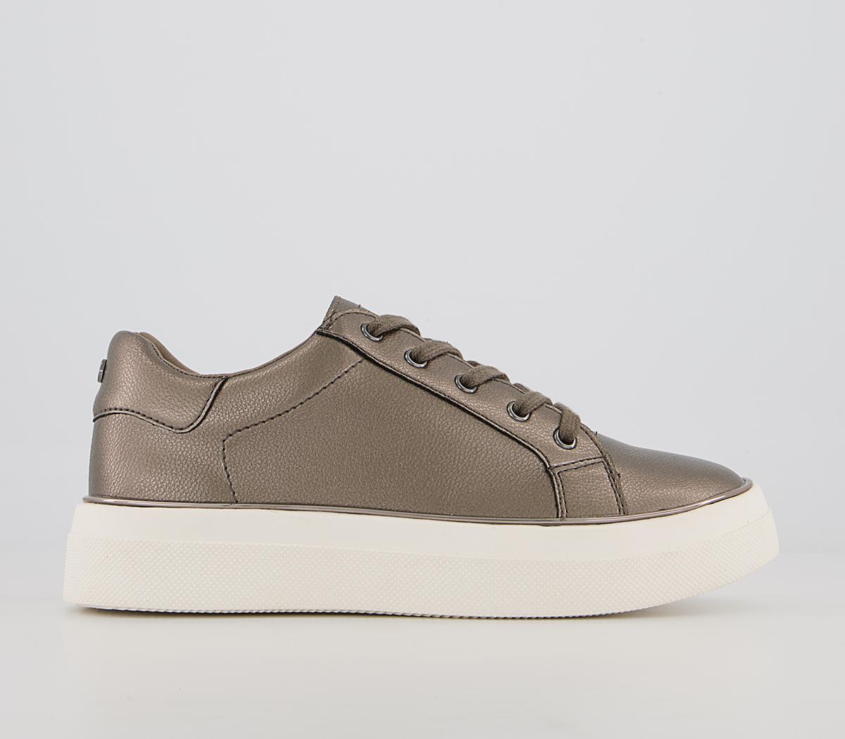 Office Faded Flatform Lace Up Trainers Office Faded Flatform Lace Up Trainers Pewter
