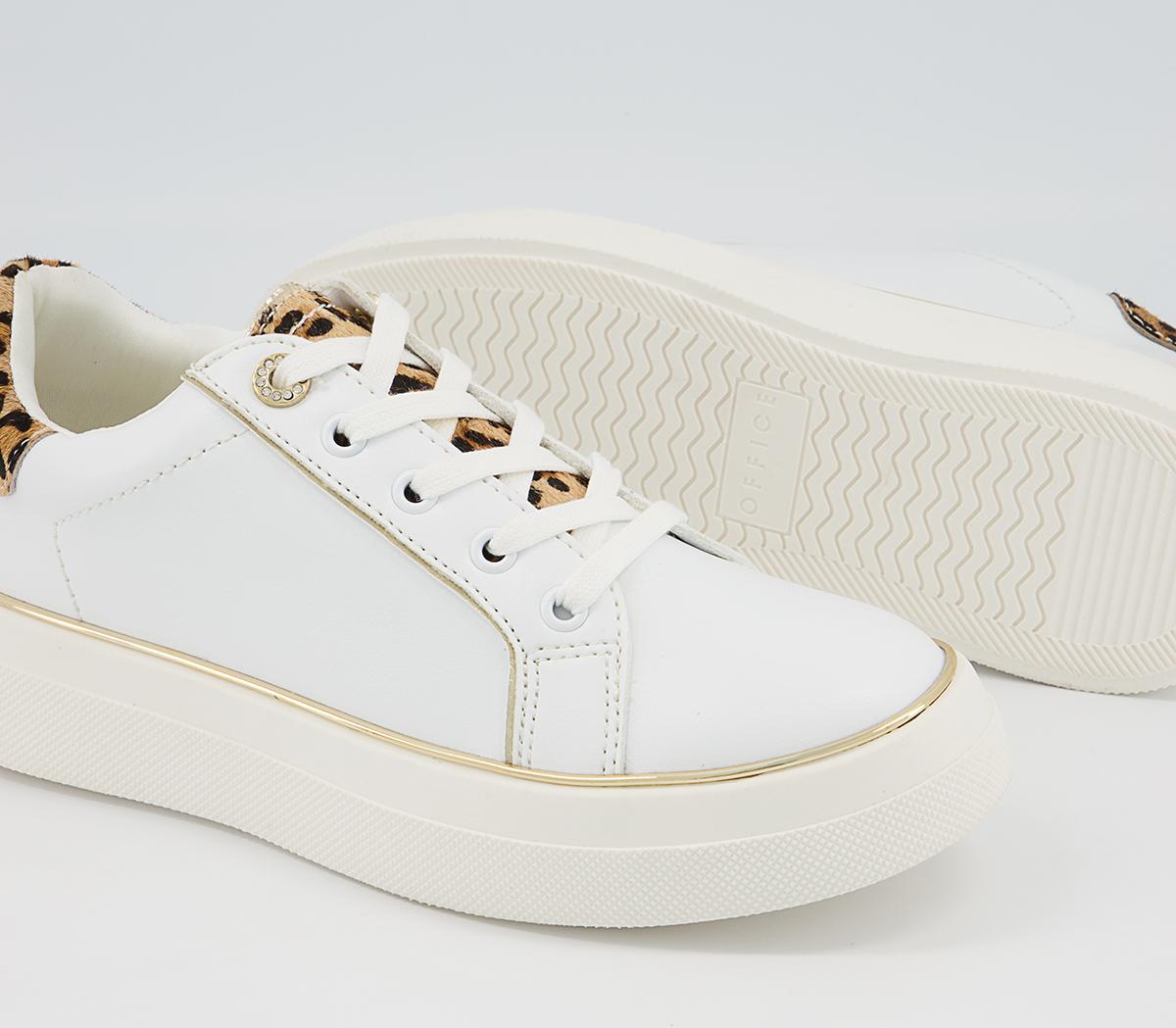 Office Faded Flatform Lace Up Trainers Office Faded Flatform Lace Up Trainers White Leopard Mix