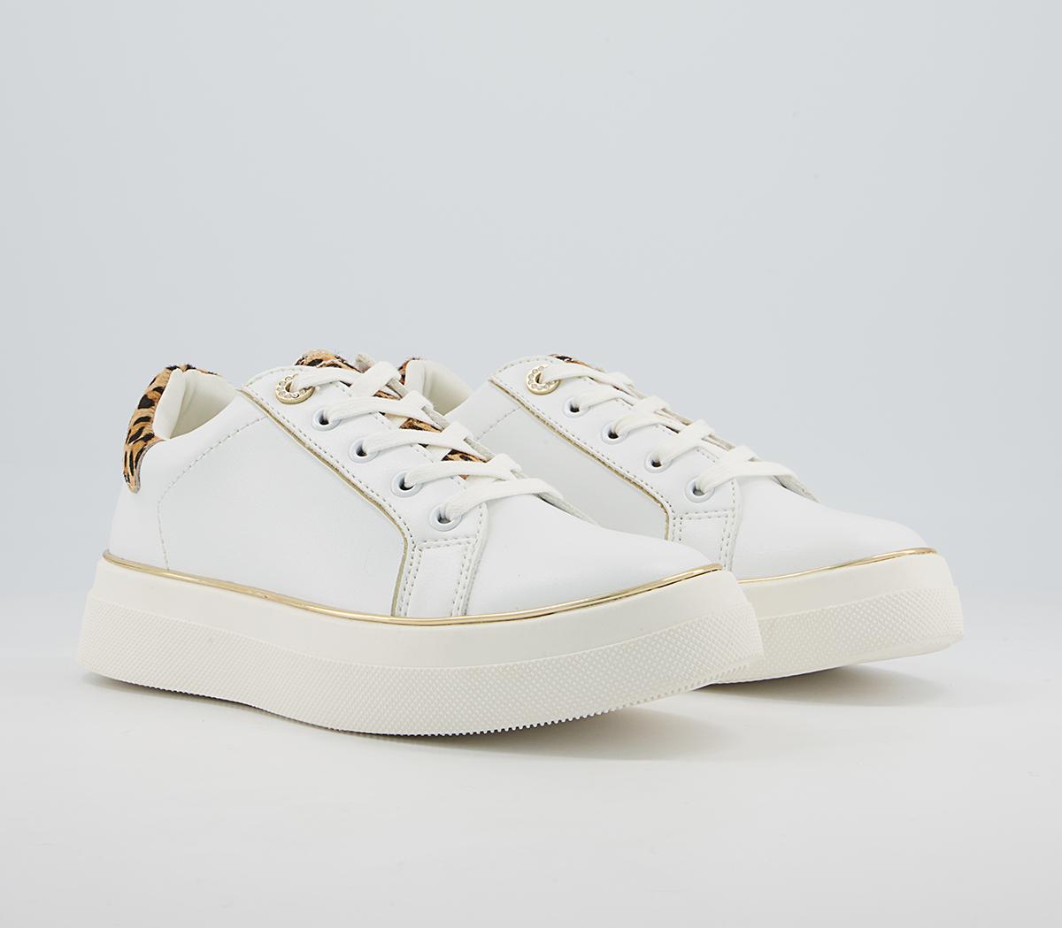 Office Faded Flatform Lace Up Trainers Office Faded Flatform Lace Up Trainers White Leopard Mix