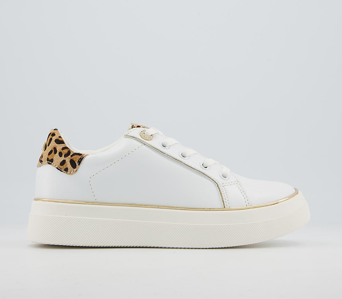 Office Faded Flatform Lace Up Trainers Office Faded Flatform Lace Up Trainers White Leopard Mix