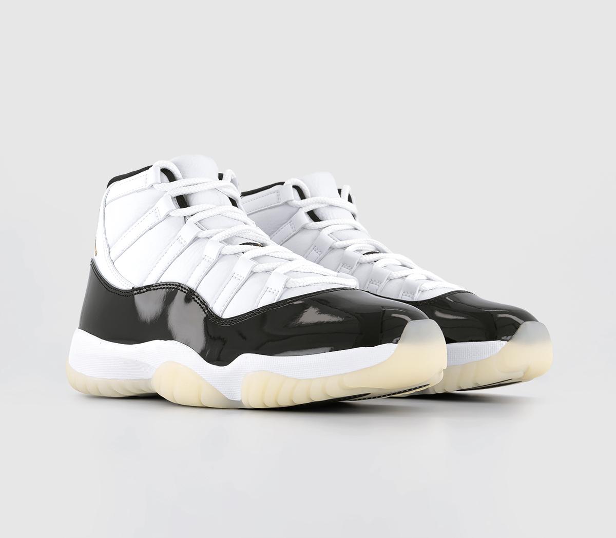 gold and black jordan 11s