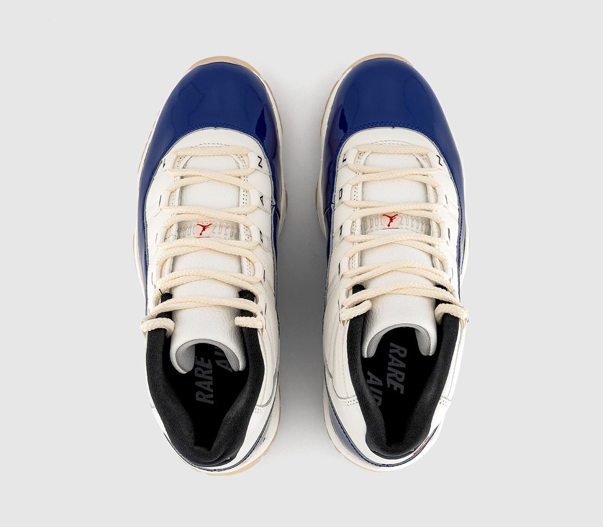 JordanAir Jordan 11 Trainers Deep Royal Blue Fire Red Sail Black Muslin