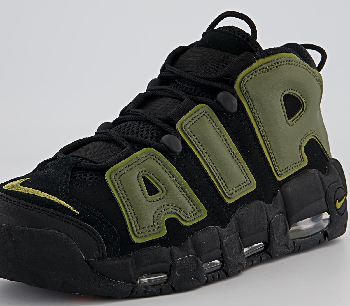 Nike Air More Uptempo 96 Trainers Nike Air More Uptempo 96 Trainers Black Rough Green Pilgrimblack