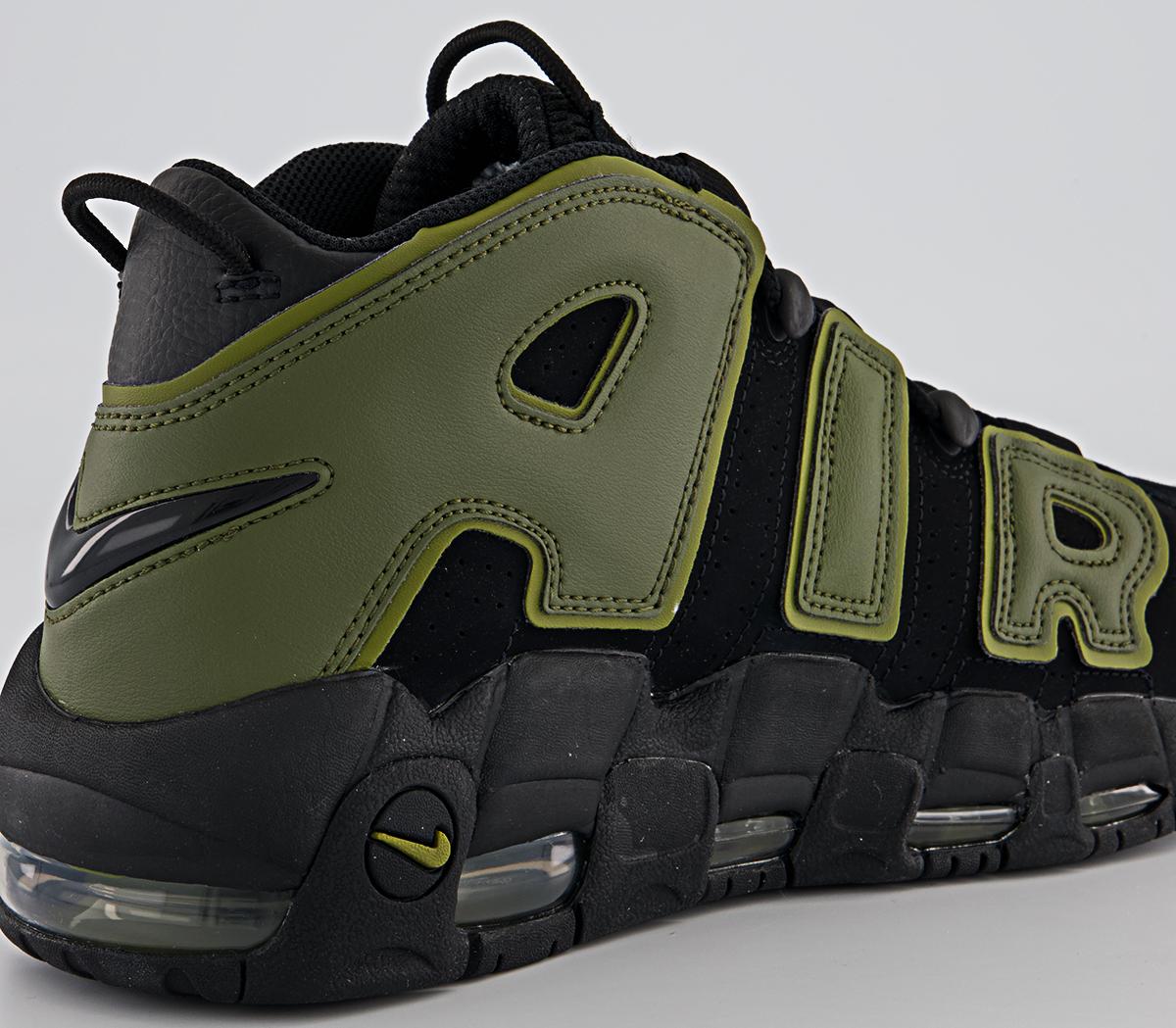 Nike Air More Uptempo 96 Trainers Nike Air More Uptempo 96 Trainers Black Rough Green Pilgrimblack