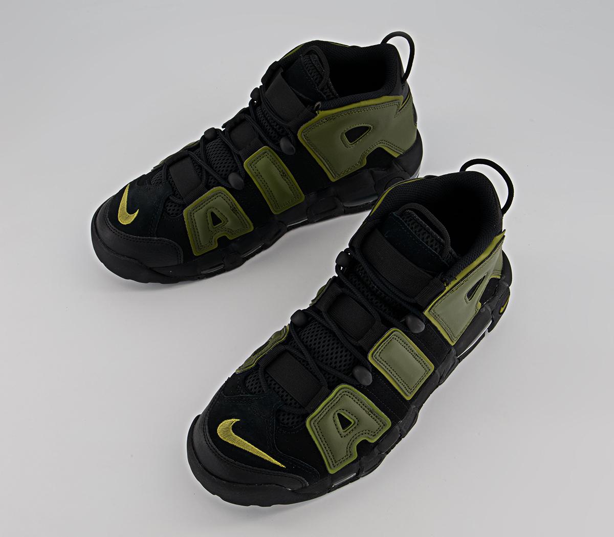 Nike Air More Uptempo 96 Trainers Nike Air More Uptempo 96 Trainers Black Rough Green Pilgrimblack