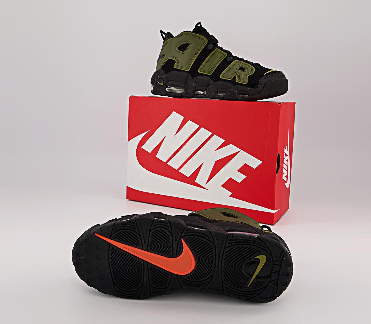 Nike Air More Uptempo 96 Trainers Nike Air More Uptempo 96 Trainers Black Rough Green Pilgrimblack