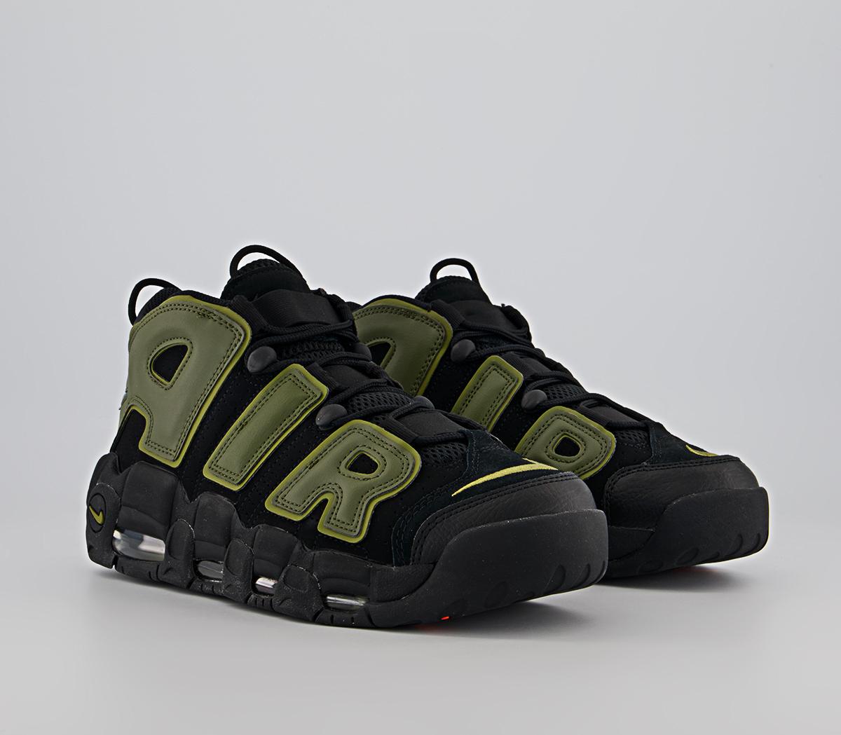 Nike Air More Uptempo 96 Trainers Nike Air More Uptempo 96 Trainers Black Rough Green Pilgrimblack