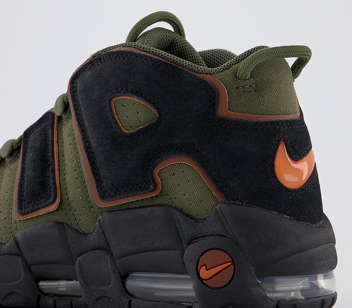 Nike Air More Uptempo 96 Trainers Cargo Khaki Black Pecan Alpha Orange ...