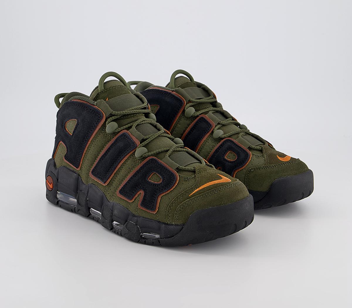 Nike Air More Uptempo 96 Trainers Nike Air More Uptempo 96 Trainers Cargo Khaki Black Pecan Alpha Orange