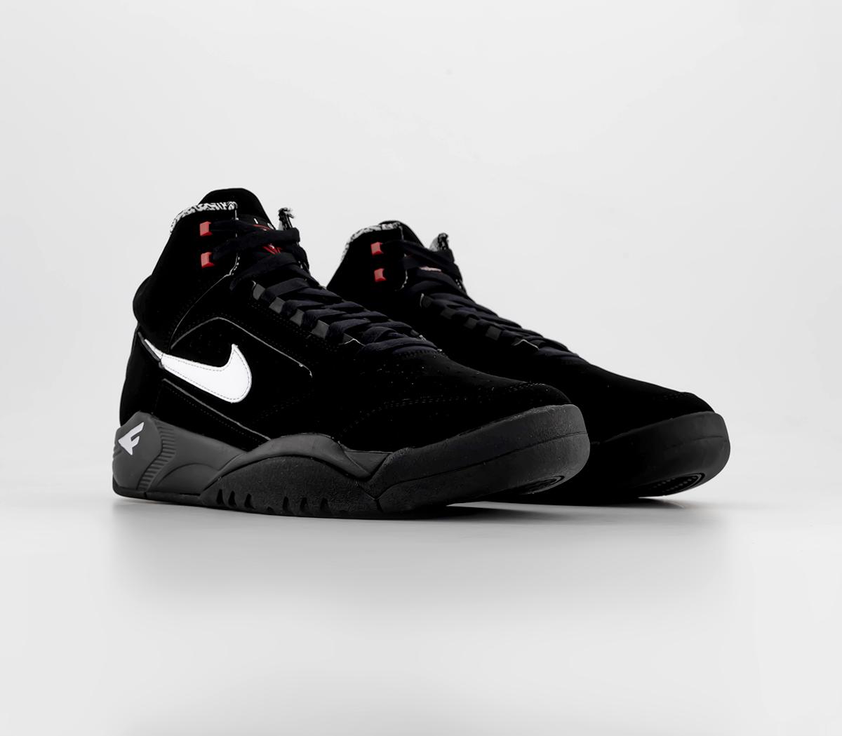 NikeAir Flight Lite Mid Trainers Black White Varsity Red
